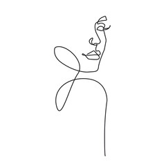 Woman Abstract Face Line Art Drawing. Fashion Female Portrait Minimalist Style. Woman Drawing for Cosmetics. Continuous Line Art Fashion Minimal Print. Beauty Logo. Vector EPS 10