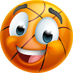 Basketball Ball Emoticon Face Emoji Cartoon Icon