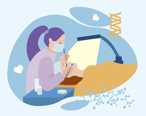 vector isolated illustration. Beauty salon procedure flat characters on cartoon background.