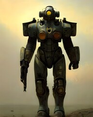 Post Apocalyptic alien armored robot 