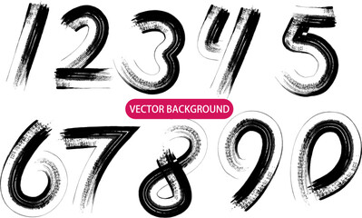 vector numbers written with a brush. hand drawn letters watercolor, Vector Ink Numbers. Watercolor hand drawn Numbers. Calligraphy Numbers.