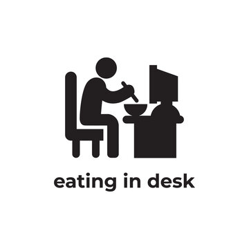 simple black eating in desk flat design icon template