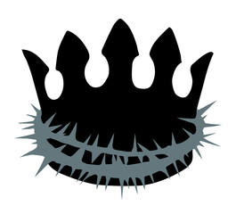 Precious golden crown with thorns. Vector drawing