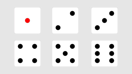 cut pass dice game icon set on white background, icon for game design, flat illustration, casino concept, random symbol, luck sign, simple design