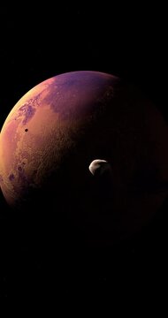 Moon martian Deimos, Mars II, orbiting around Mars planet