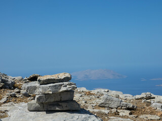 Panorama view on top of the Attavyros mountain. The highest mountain on the island of Rhodes. It...