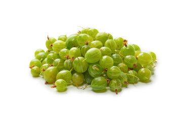 A group of gooseberries isolated on a white background.