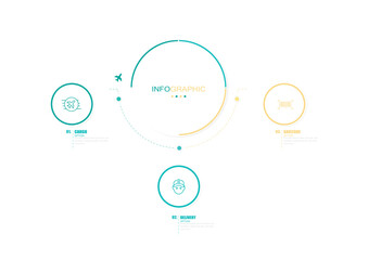 Timeline infographic design with circle for business template. Vector 3 steps.