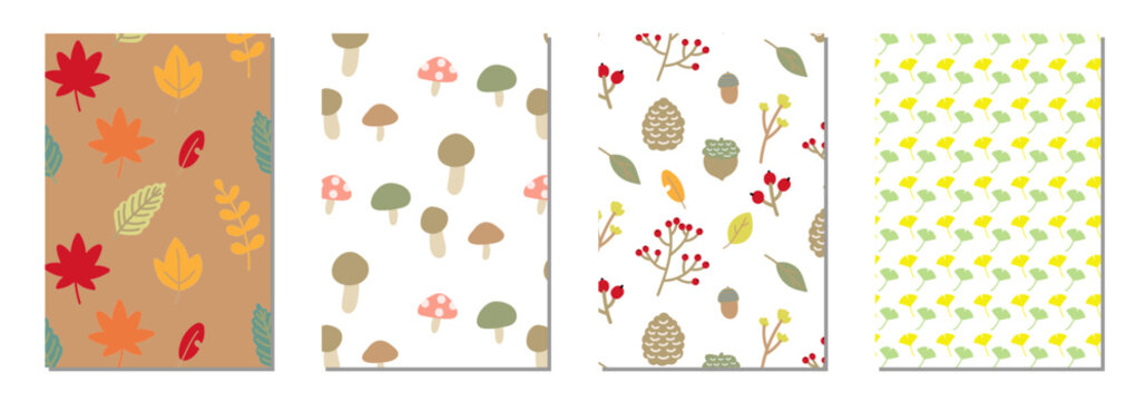 カラフルな紅葉のパターンセット