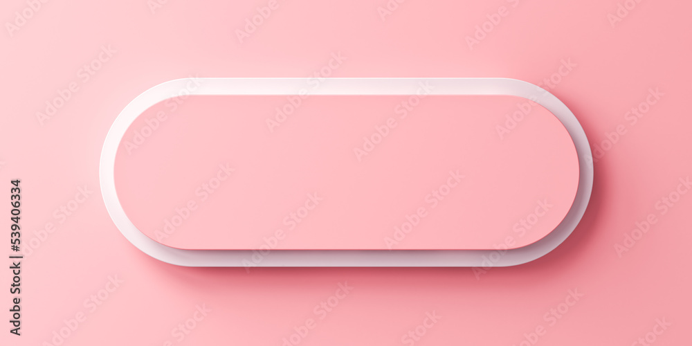 Fototapete Long pink signboard or blank push button isolated on pink pastel color wall background with shadow minimal conceptual 3D rendering