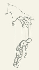 Man is a puppet. Vector drawing