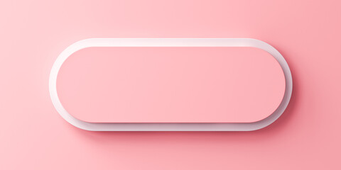 Long pink signboard or blank push button isolated on pink pastel color wall background with shadow minimal conceptual 3D rendering