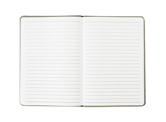 Open blank notebook with lined paper, business, school, education, isolated transparent object for scene creator.