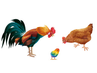 coq, poule, oiseau, ferme, oeuf, coloré, étonné, étonnant, regardant, français, domestique, couple, nature, volaille, lgbt, poussin, bleu, rose, vert, drapeau, nationaliste, Européen, 