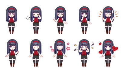 Girls character illustration set	