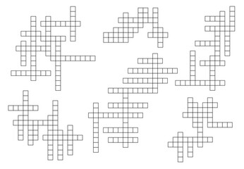 Obraz premium Crossword game grid. Text playing activity or educational riddle grid. Word search puzzle game, language learning quiz or crossword page vector template