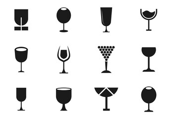 Set of Wine glass vector icon