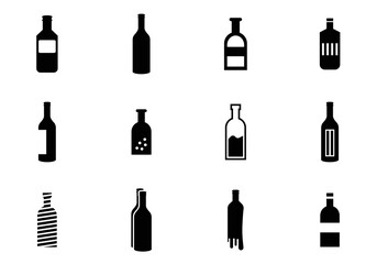 Collection of wine bottle vector icon