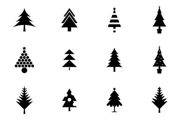 Set of Christmas tree vectors icon