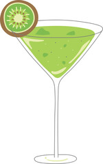 Stylized Kiwi Juice Drawing Illustration