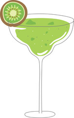 Stylized Kiwi Juice Drawing Illustration