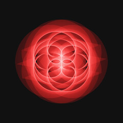 Elegant Fractal pattern, Sacred Geometry, Mysterious mandala pattern, Colorful icon, profile image,black,red