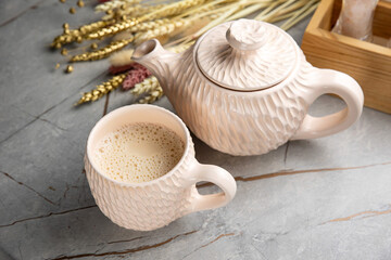 warm tea with milk and spices

