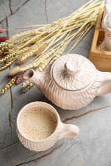 warm tea with milk and spices

