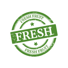 Scratched green round stamped - fresh fruit - vector