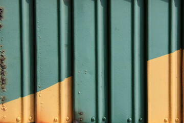 Artistic background of engine room ventilation in train exterior. Soft Focus. Poster template, social media post template.