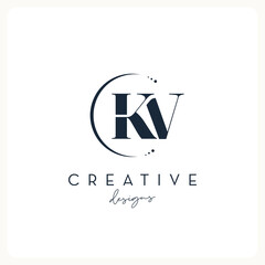 Monogram KV logo design, creative letter logo for business and company.