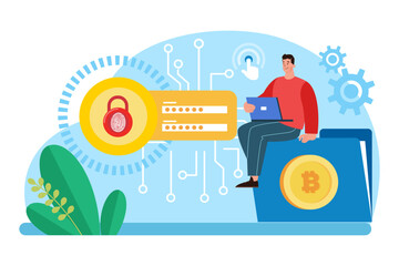 Obraz premium Digital Security Access Illustration concept on white background