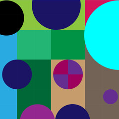 Abstract vector illustration, round shape, geometric shapes, flashy colors.