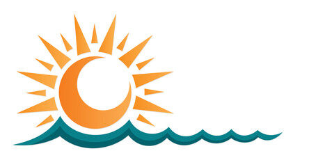 Sun and Blue Wave Symbol. 