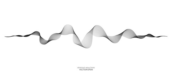 Abstract wave line flowing isolated on white background for vector design element in concept of sound, music, technology, science.