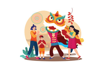 Naklejka premium Chinese New Year Illustration concept. Flat illustration isolated on white background