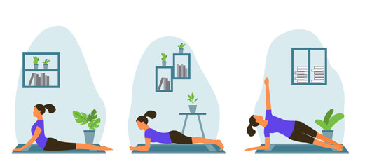 Yoga activity flat bundle design illustration