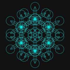 Elegant Fractal pattern, Sacred Geometry, Mysterious mandala pattern, Colorful icon, profile image,blue