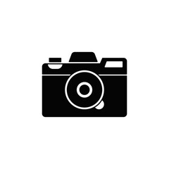 Mirrorless icon in black flat glyph, filled style isolated on white background
