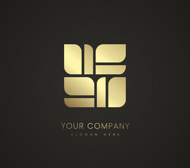 Premium company LOGO, Icon, Symbol templates design, Golden colorized logo style used in finance and business section.