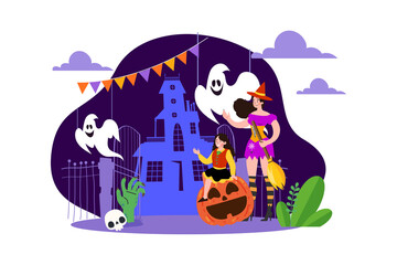 Halloween Illustration concept. Flat illustration isolated on white background