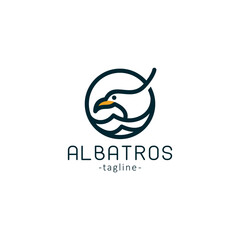 Albatroos Line logo design vector premium 