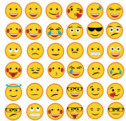 new design yellow happy faces emoji symbols