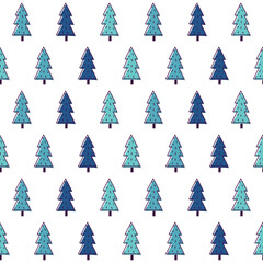 seamless pattern with stylized doodle trees