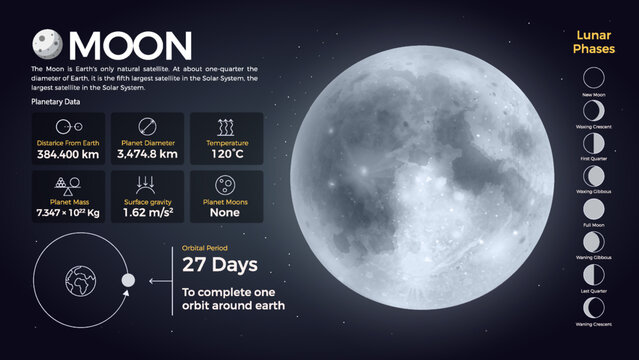 The Solar System-Moon and its characteristics vector illustration