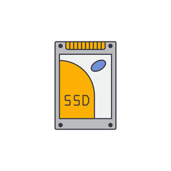 SSD Drive icon in color, isolated on white background 
