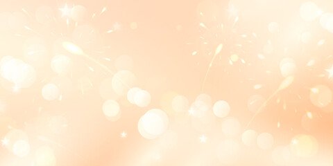 Golden Bokeh Background Design With Elegant Fireworks For Festival Celebration Banner Vector Illustration