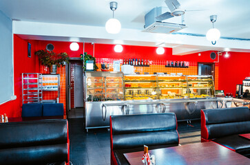 Dining room interior or self-service cafe