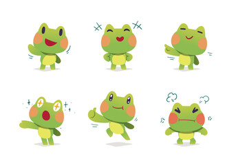 set of cute Animal cartoon frog mascot character