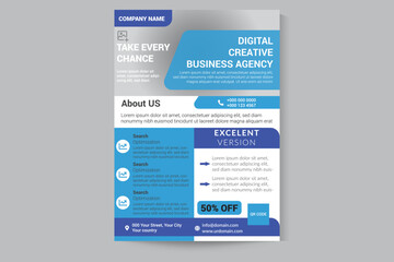 Business a4 flyer for corporate company- vector illustration- ready template.
